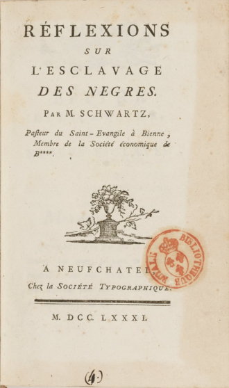 Réflexions sur l'esclavage des nègres — page de titre
