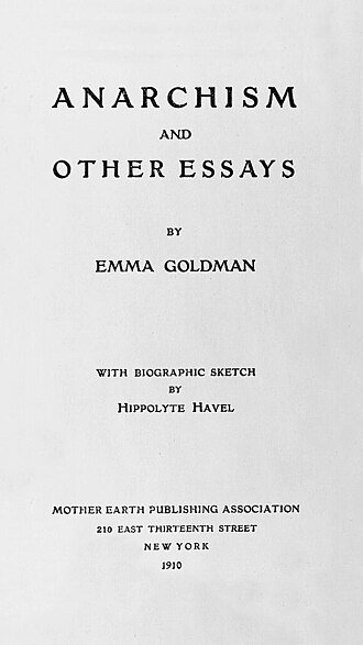 Anarchism and Other Essays — page de titre