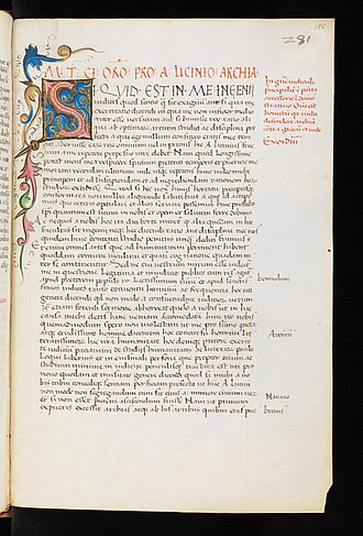 Pro Archia — page de titre