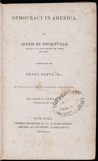 De la démocratie en Amérique — page de titre