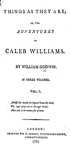 Aventures de Caleb Williams — page de titre