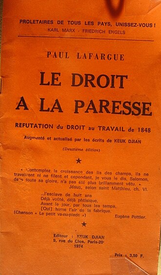 Le Droit à la paresse — page de titre