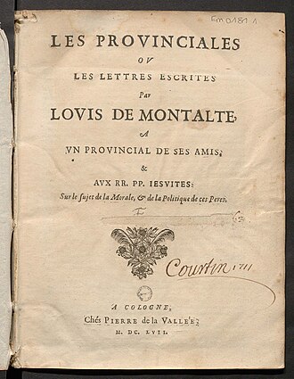 Les Provinciales — page de titre