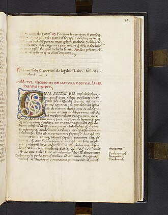 De natura deorum — page de titre