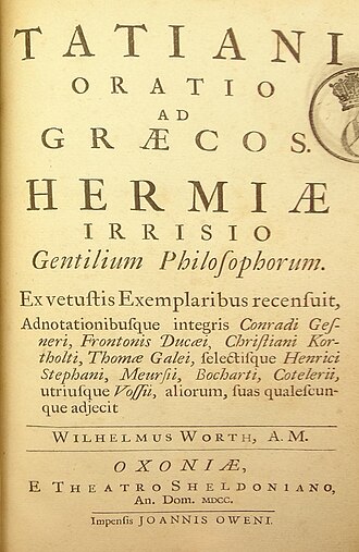 Discours aux Grecs — page de titre