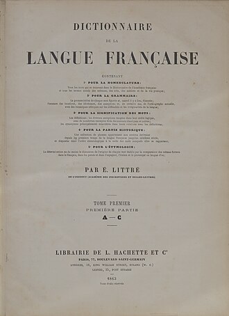 Dictionnaire de la langue française — page de titre