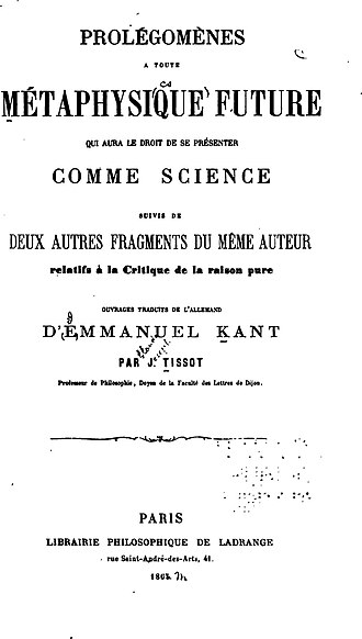 Prolégomènes à toute métaphysique future — page de titre