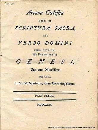 Arcana Cœlestia — page de titre
