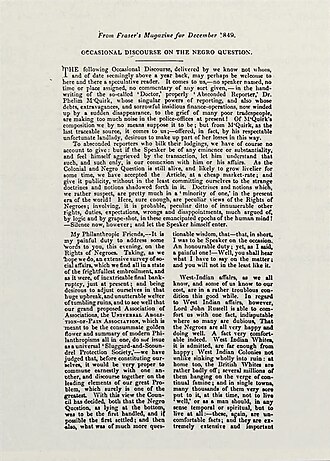 Occasional Discourse on the Negro Question — page de titre