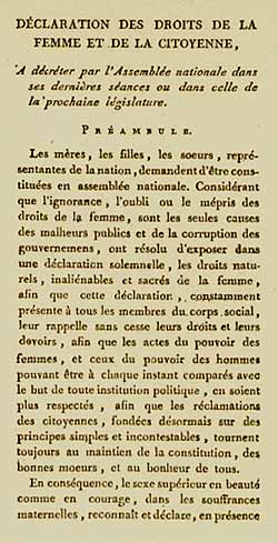 Déclaration des droits de la femme et de la citoyenne — page de titre