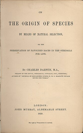 De l'origine des espèces — page de titre