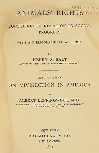 Animals' Rights: Considered in Relation to Social Progress — page de titre