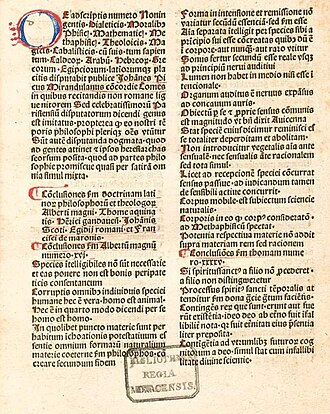 Conclusiones philosophicae, cabalisticae et theologicae in omni genere scientiarum — page de titre