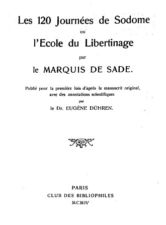 Les Cent Vingt Journées de Sodome — page de titre