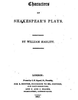 Characters of Shakespear's Plays — page de titre