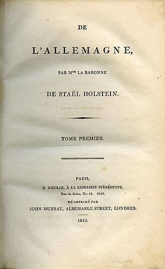 De l'Allemagne — page de titre