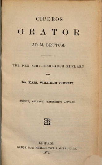 Orator ad Brutus — page de titre
