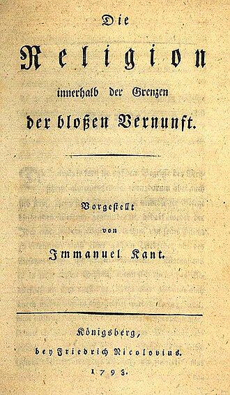 La Religion dans les limites de la simple raison — page de titre