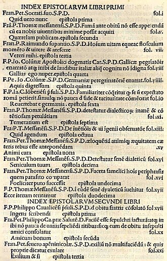 Epistolae familiares — page de titre