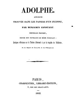 Adolphe — page de titre