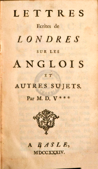 Lettres philosophiques — page de titre