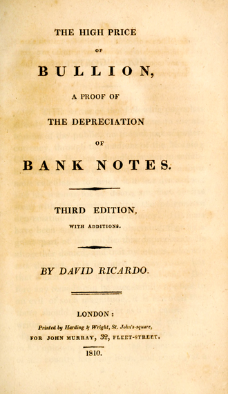 The High Price of Bullion, a Proof of the Depreciation of Bank Notes — page de titre