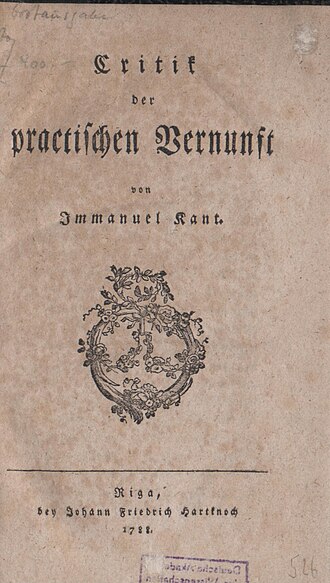 Critique de la raison pratique — page de titre