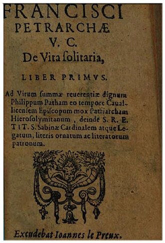 De vita solitaria — page de titre