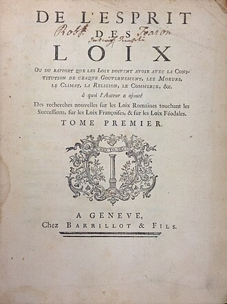 De l’esprit des loix — page de titre