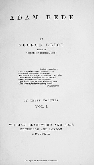 Adam Bede — page de titre