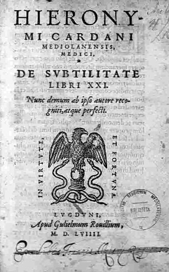 De subtilitate — page de titre