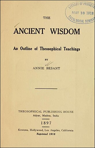 The Ancient Wisdom — page de titre