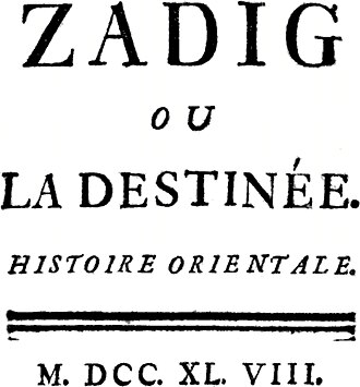 Zadig ou la Destinée — page de titre