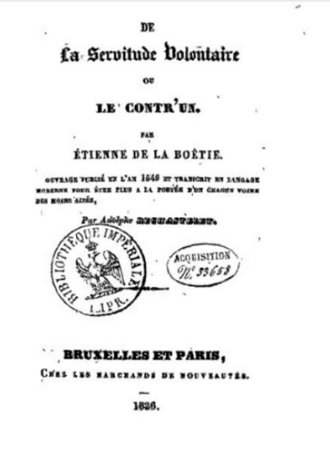 Discours de la servitude volontaire — page de titre